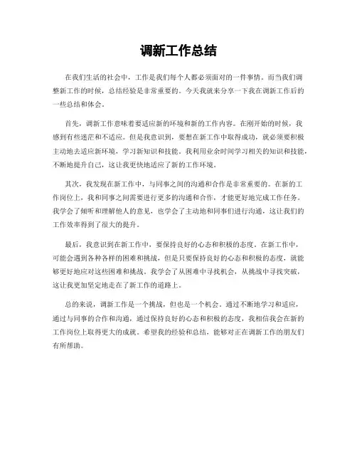 调新工作总结