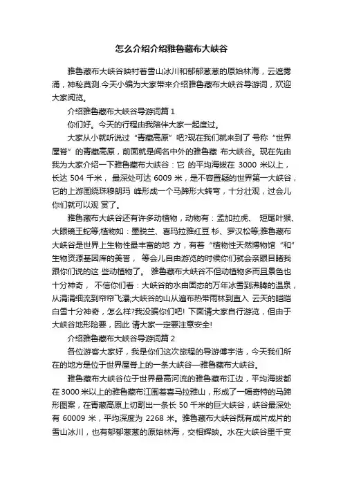 怎么介绍介绍雅鲁藏布大峡谷