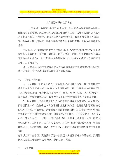 人力资源体系的主要内容