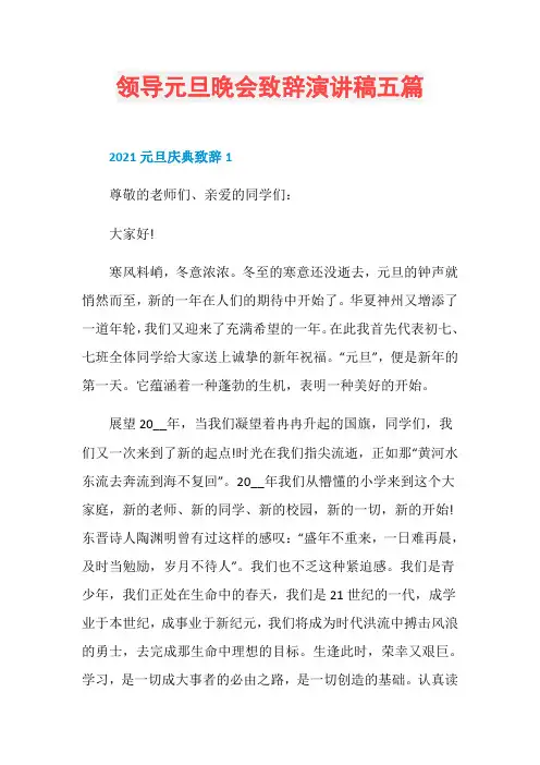 领导元旦晚会致辞演讲稿五篇