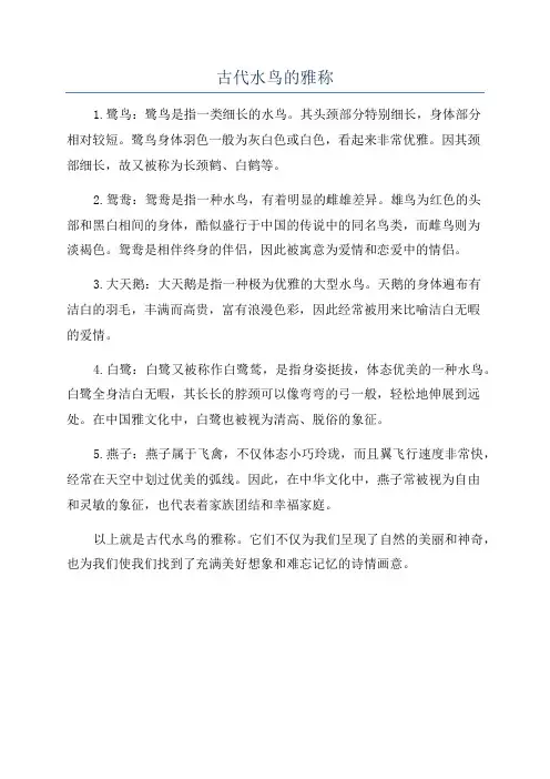 古代水鸟的雅称