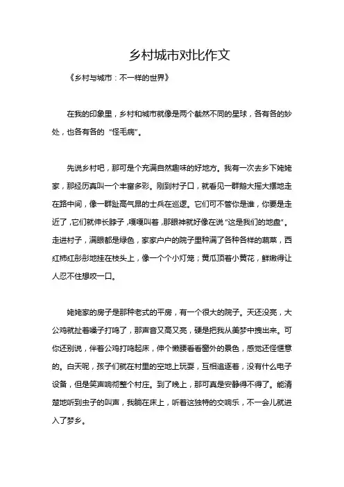乡村城市对比作文