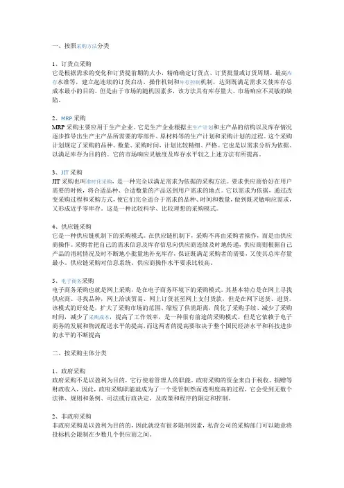 采购的类别