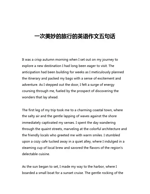 一次美妙的旅行的英语作文五句话