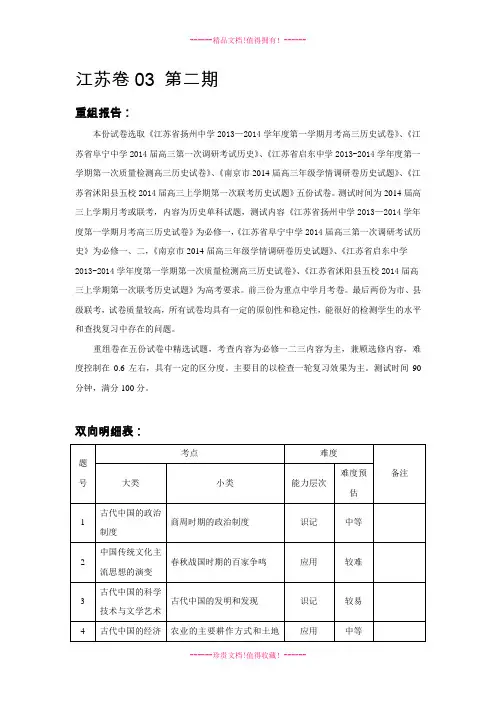 (解析)江苏卷03(第02期)高三历史名校试题精选重组