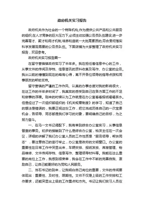 政府机关实习报告