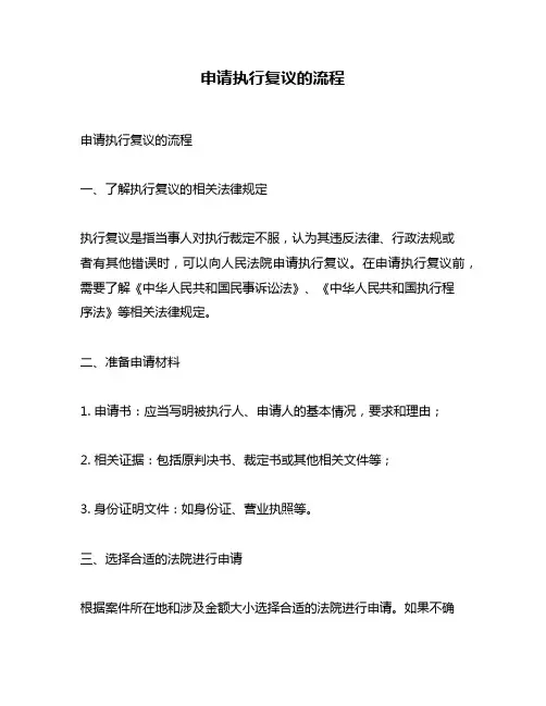 申请执行复议的流程