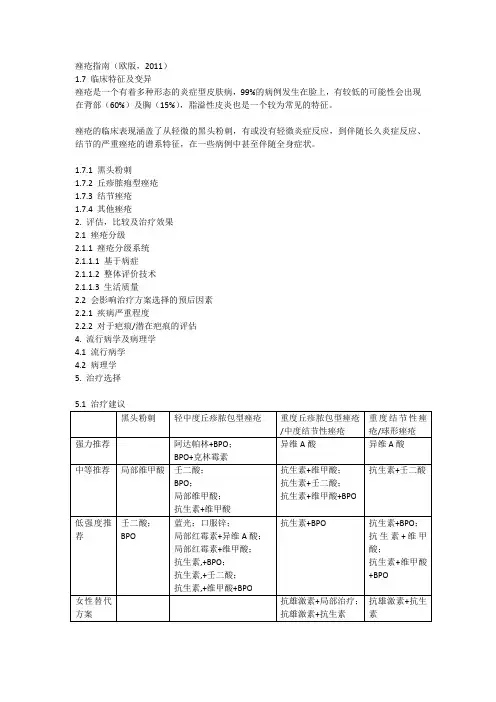 痤疮指南(欧版2011)