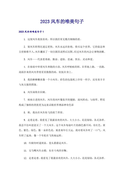 2023风车的唯美句子