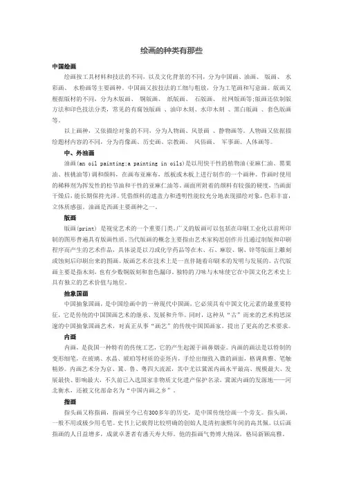 绘画的种类有那些