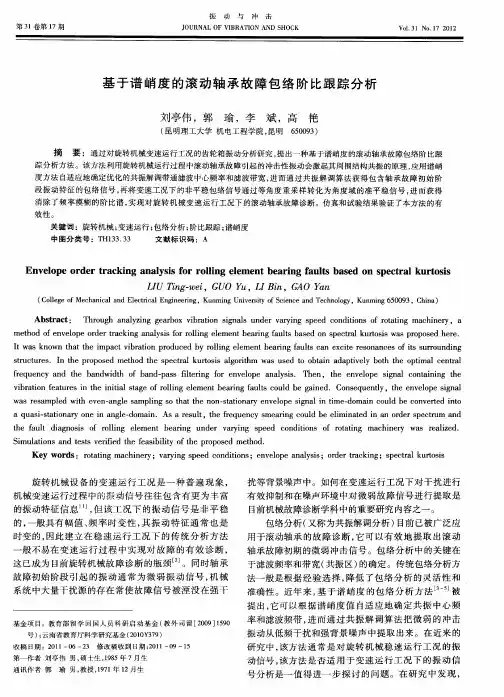 基于谱峭度的滚动轴承故障包络阶比跟踪分析