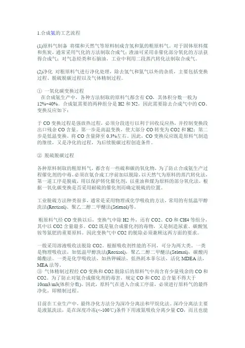 合成氨的流程