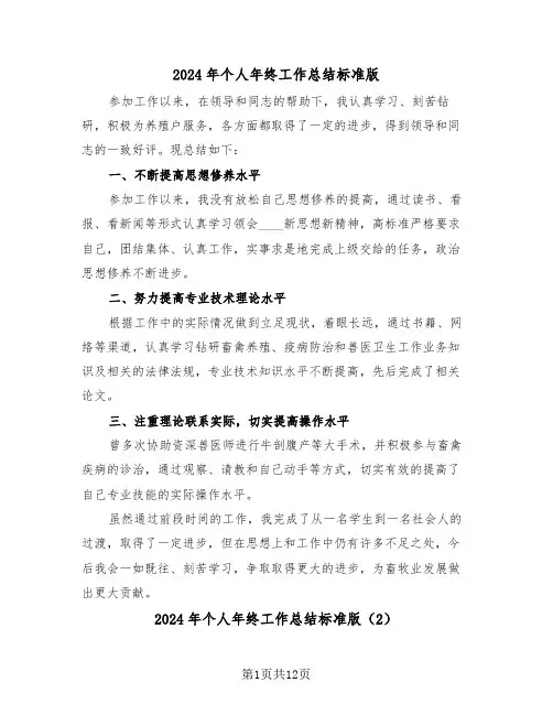 2024年个人年终工作总结标准版(6篇)