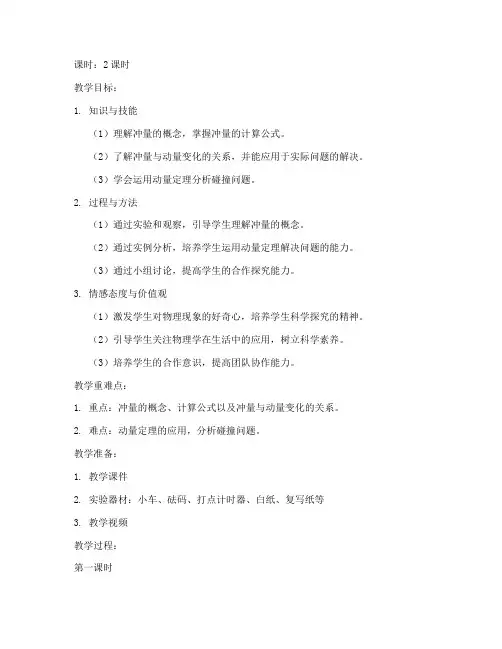 物理冲量教案模板范文高中