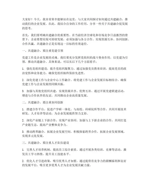 共建融合促发展发言稿范文