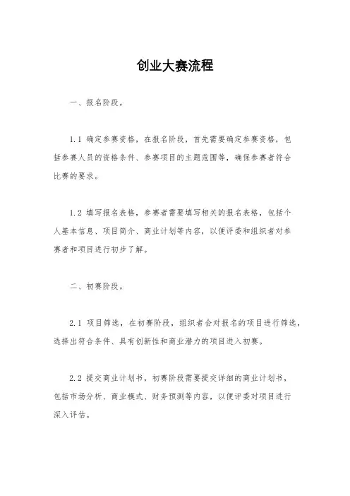 创业大赛流程