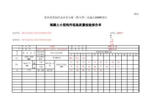 CZ-11 混凝土小型构件现场质量检验报告单