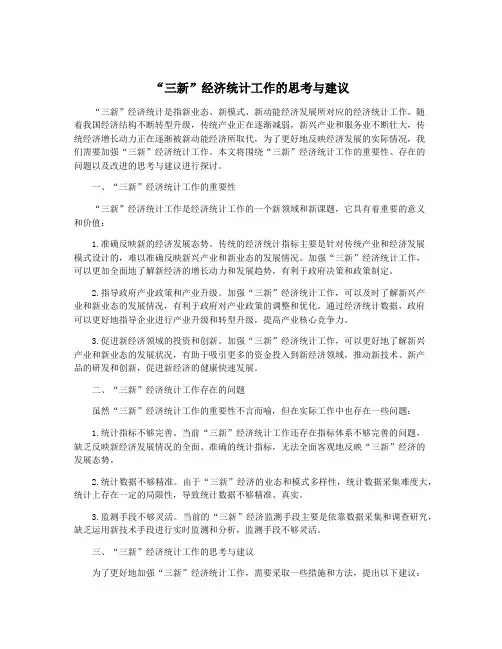 “三新”经济统计工作的思考与建议