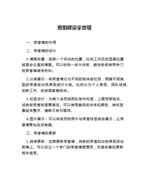 班组建设荣誉墙