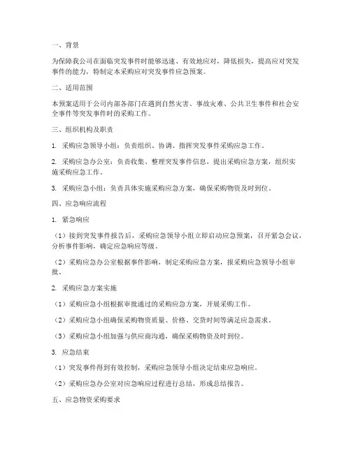 采购应对突发事件应急预案