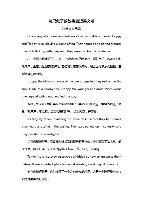 两只兔子的故事简短英文版