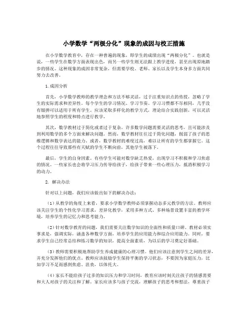 小学数学“两极分化”现象的成因与校正措施