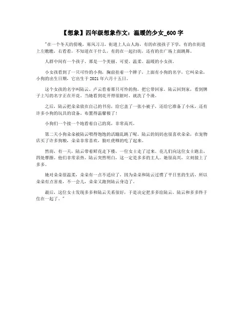 【想象】四年级想象作文:温暖的少女_600字