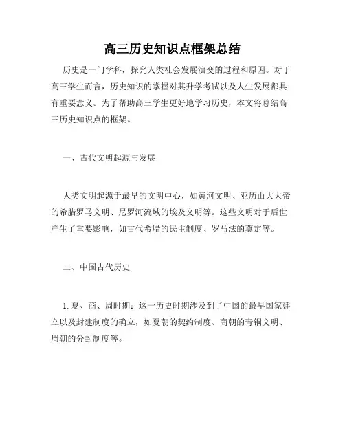 高三历史知识点框架总结