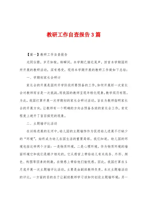 教研工作自查报告3篇