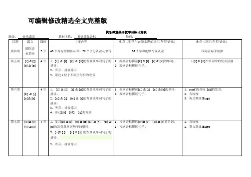 国际音标教学计划精选全文完整版