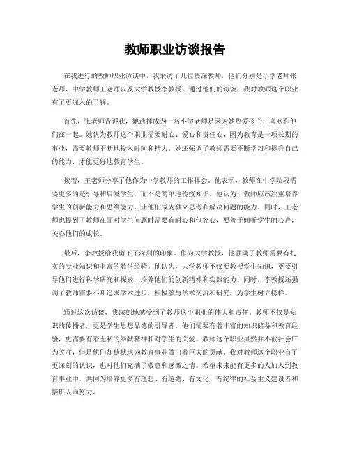 教师职业访谈报告