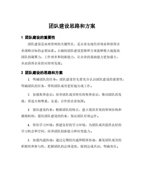 团队建设思路和方案