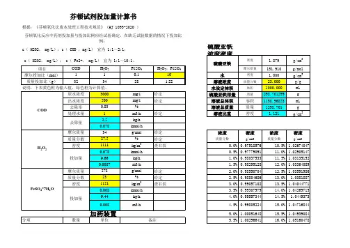 芬顿反应工艺加药系统计算书