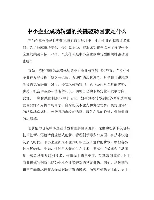 中小企业成功转型的关键驱动因素是什么