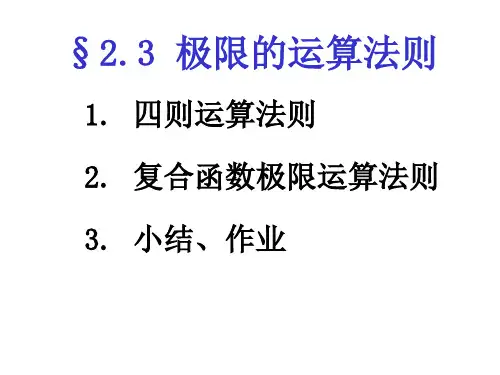 极限的运算法则解读