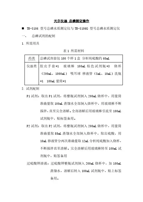 天尔仪器总磷测定操作