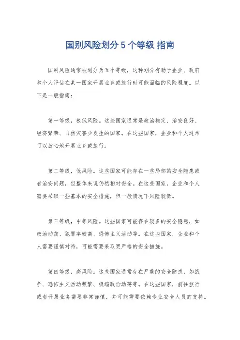 国别风险划分5个等级 指南