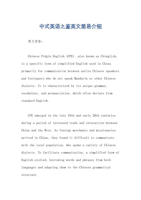 中式英语之鉴英文简易介绍