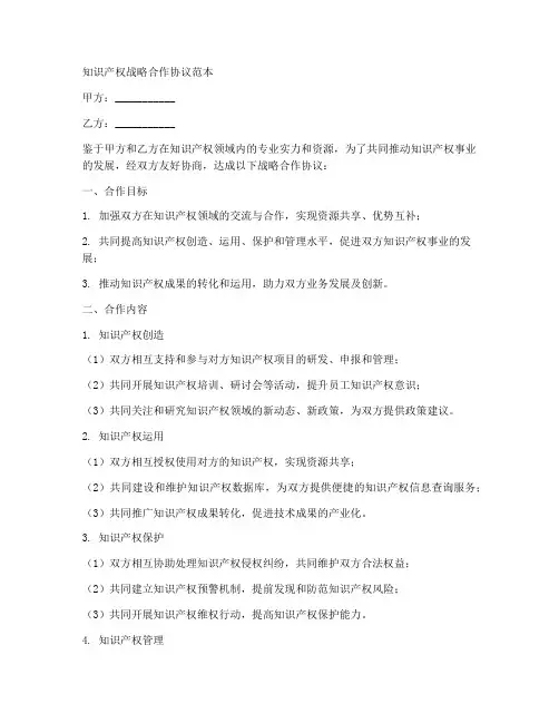 知识产权战略合作协议范本
