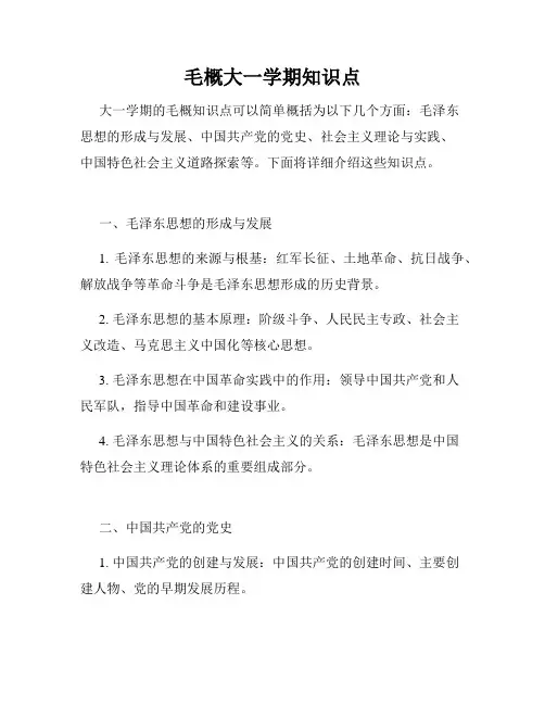 毛概大一学期知识点