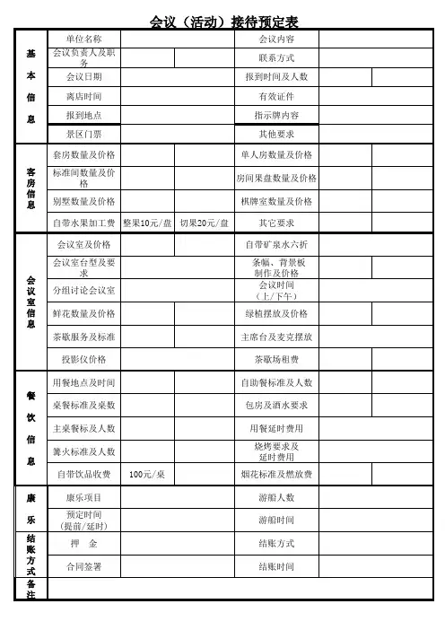 会议预定表