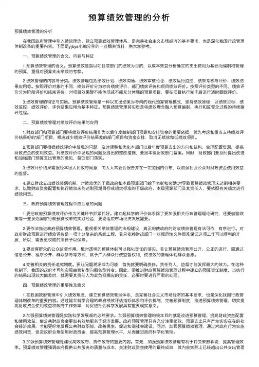 预算绩效管理的分析