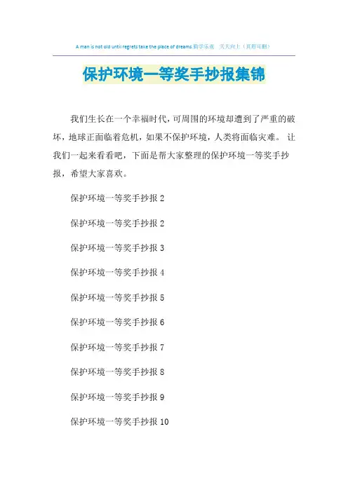 2021年保护环境一等奖手抄报集锦