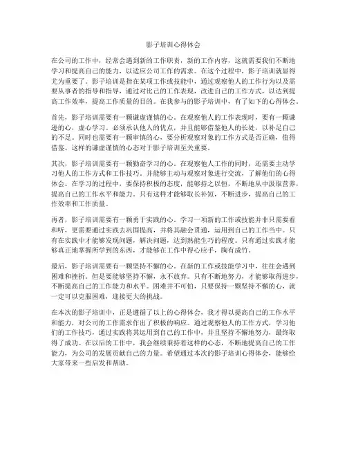 影子培训心得体会
