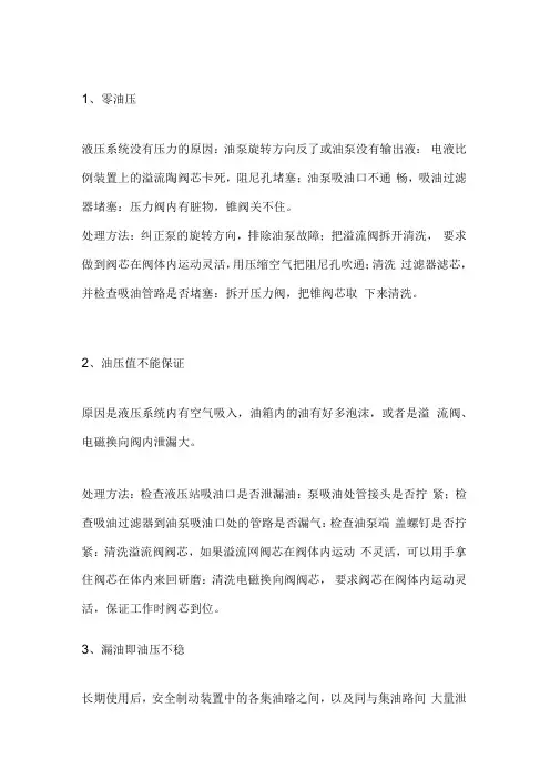 液压系统常见故障原因及解决方法.docx