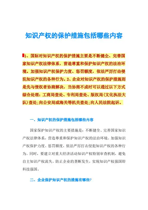 知识产权的保护措施包括哪些内容