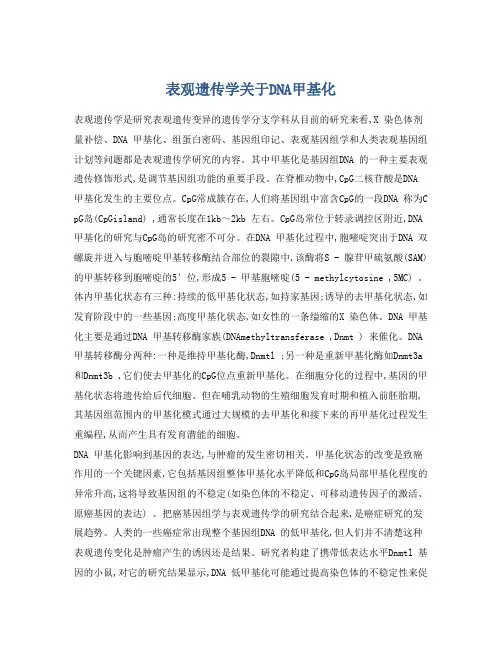 表观遗传学关于DNA甲基化