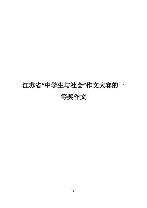 江苏省“中学生与社会”作文大赛的一等奖作文