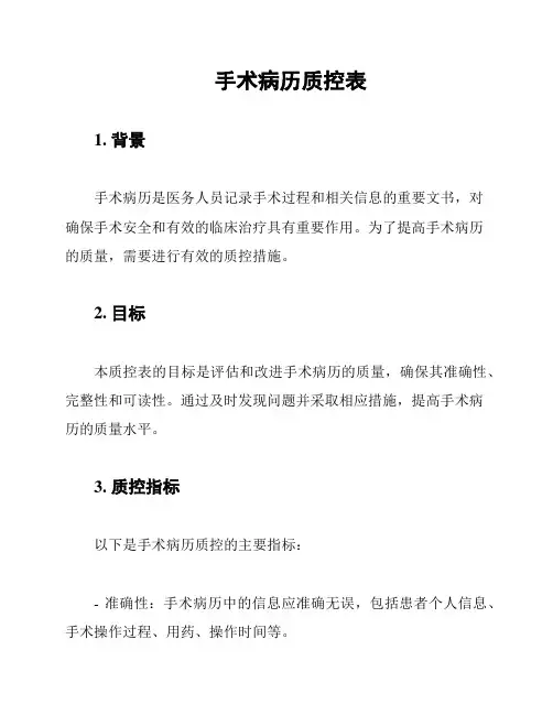 手术病历质控表