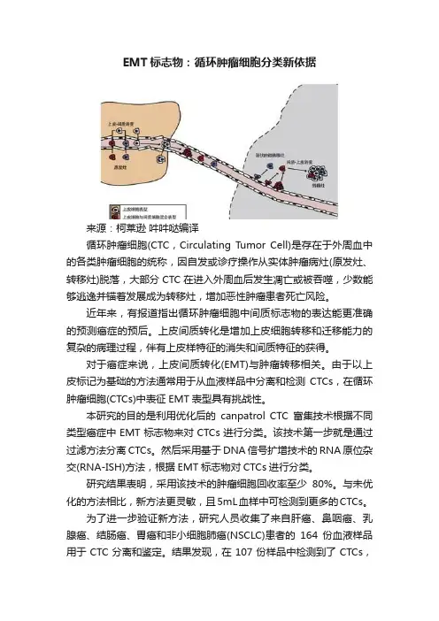 EMT标志物：循环肿瘤细胞分类新依据